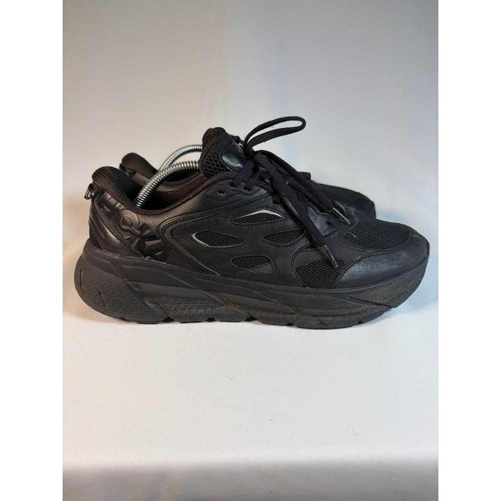 Hoka One One Clifton L Mens 10.5 Black Leather Mesh Lifestyle Sneakers 1117050